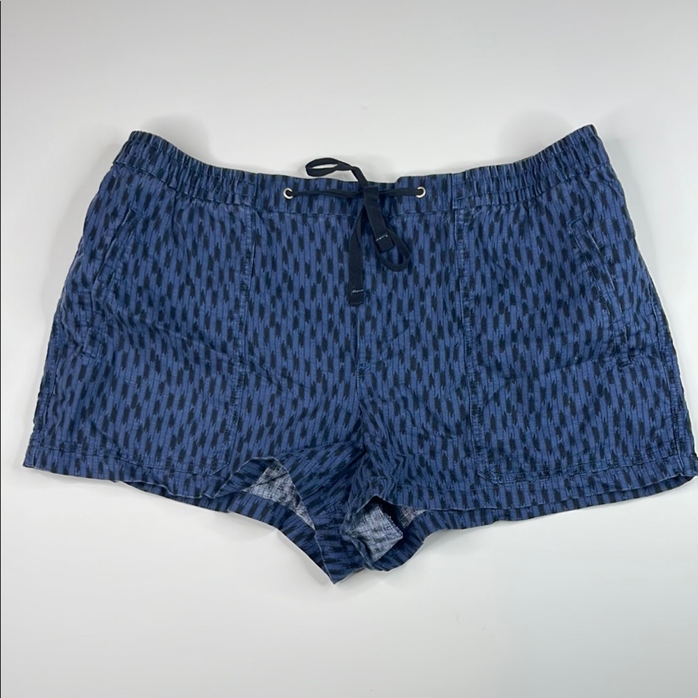 Gap Blue Printed Elastic Waistband Linen Blend Shorts Size XL
